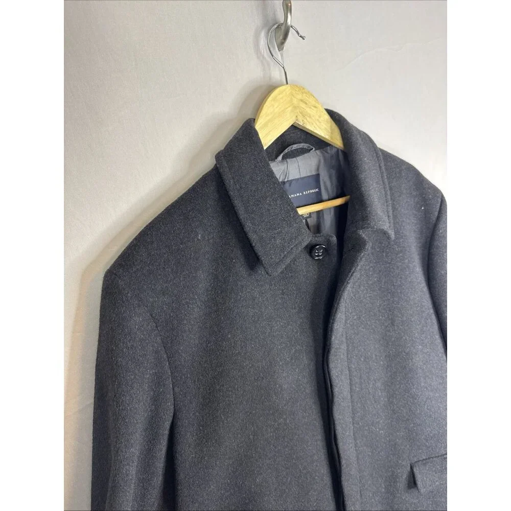 Banana Republic Wool Cashmere Coat Men's‎ XL Black Dark Gray Overcoat